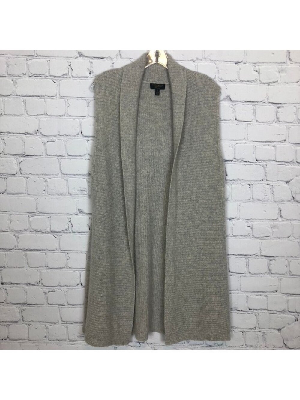 Charter Club 100% Cashmere Gray Open Front Sweater Vest Size L